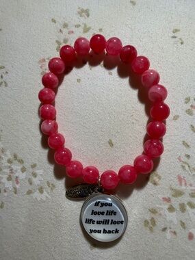Plunder Pink Beaded Charm Bracelet